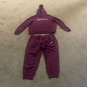 Nike Kids Burgundy Sweatpants and Hoodie Set